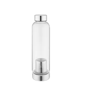 Cheaper glass water bottle 550ml tea infuser bottle glass frosted glass water bottle with portable nylon sleeve