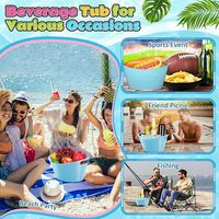 Seau à glace en plastique de 4,5 L pour bouteilles de bière et de champagne avec poignées pour fêtes Panier de rangement des boissons Bac de rangement ovale