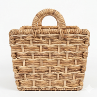 Panier de rangement en jacinthe d'eau tressée naturelle, écologique, avec poignées courbées en forme de U, en osier, pour magazines et articles de salon