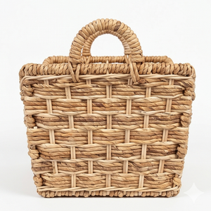 Natural Woven Seagrass Magazine Rack Basket with Handles, Curved <b>U</b>-Shaped Wicker Floor Storage Tote Bin for <b>Living</b> Room - Product Image 6