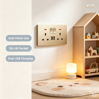 Prise murale standard britannique 13A double avec interrupteur et 2 ports de charge USB, outil électrique mural pour bricolage domestique