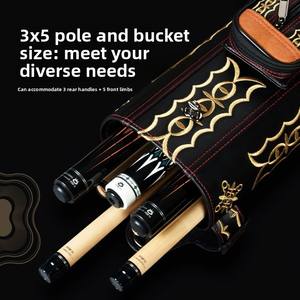 Профессиональный кожаный бильярдный кейс ручной работы, коробка для 1/<span class=keywords><strong>2</strong></span> стержней с восемью отверстиями для бильярдного стола с девятью шариками в американском стиле, черная сумка с 8 Кием - Product Image 3