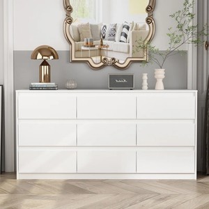 Cómoda elegante de madera blanca con 9 cajones para dormitorio, sala de estar o baño, modelo 2026 - Product Image 2