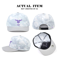 Casquettes de performance camouflage personnalisées avec logo, casquette de baseball 5 panneaux, casquette camouflage, casquette perforée au laser, casquettes de sport imperméables pour hommes
