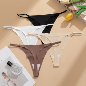 Ladies And Girls Hot Sexy Fancy Low-Rise Solid Knitted Breathable Everyday <strong>Panties</strong> Thongs - Product Image 4