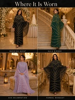 Robe longue Abaya de Dubaï à col rond, manches chauve-souris, brodée de sequins, en tulle, longueur maxi, robe de soirée perlée pour invitée de mariage