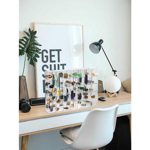 <span class=keywords><strong>Vitrine</strong></span> acrylique réglable transparente murale ou bureau 35 pièces organisateur d'armoire de rangement pour la collection de roches - Product Image 1