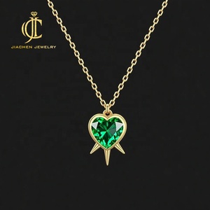 JIACHEN Trendy 18K PVD Plated Cubiczircona Setting Love <span class=keywords><strong>Heart</strong></span> with Spikes Collar con colgante de acero inoxidable para niñas - Product Image 3