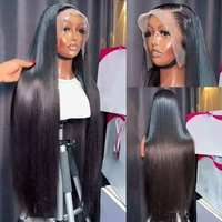 Perruque Lace Front en Cheveux Humains Remy Péruviens Bruts, Dentelle HD Transparente, Noir Naturel, Longue, avec Ligne de Cheveux Naturelle