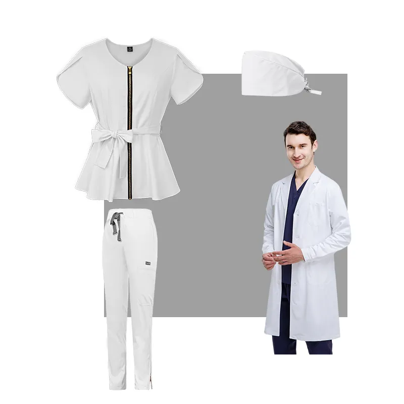 Hot Selling Stylish Burgundy Navy Blue Medical Scrubs Womens Scrub Nursing Polyester Stretchy Hospital Uniforms