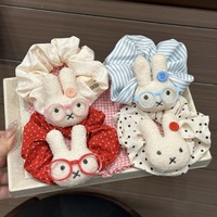 Nouvelle Élastique à Cheveux Faite Main en Tissu à Pois Mignons pour Lapin, Haute Élasticité, avec Lunettes, Style Cœur Doux, pour Queue de Cheval