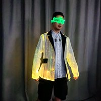 Veste en polyester pour homme avec fibres optiques LED pour la scène, la danse, les soirées en boîte de nuit