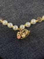 Collier pour animaux de compagnie élégant et tendance, avec perles de cristal colorées, plaqué cuivre, pendentif animal en or K, étanche, réglable, pour chiens et chats