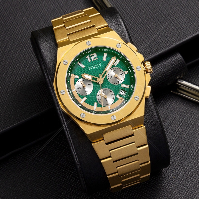 Мужские классические золотистые наручные часы Reloj Hombre De Oro, Роскошные наручные часы из твердого золота