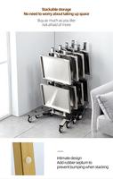 Chariot de salon moderne et minimaliste Nova CC55 en acier inoxydable, pliable, à 4 roues, multi-usages pour salon de beauté/coiffure