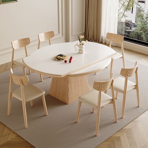 Ensemble <span class=keywords><strong>de</strong></span> table et chaises <span class=keywords><strong>de</strong></span> salle à manger en marbre et bois massif, moderne, extensible et pliable, <span class=keywords><strong>4</strong></span>, 6 ou 8 places, <span class=keywords><strong>design</strong></span> <span class=keywords><strong>de</strong></span> meubles <span class=keywords><strong>de</strong></span> salle à manger - Product Image 4