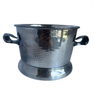 Hammered Design Beverage Tub With Handles European Style Metal <b>Ice</b> <b>Bucket</b> Large Capacity Champagne Beer Cooling <b>Bucket</b> <b>For</b> <b>Sale</b> - Product Image 1