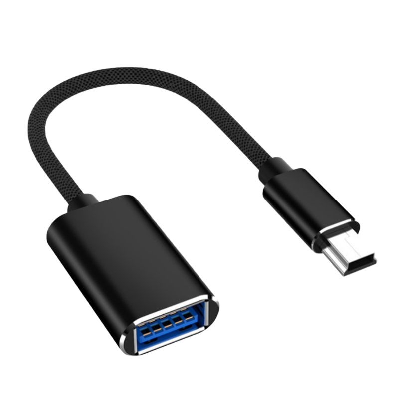 Mini-USB OTG Adapter (5-Pin) - Verbindet USB-Stick Mit Autoradio Oder Tablet, 2 Cm Lang, Schwarz