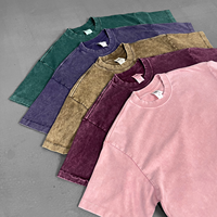 Kaos Pria Katun 100% Berkualitas Tinggi, Benang Ganda, Batik Vintage, Acid Wash, Berat, Dengan Logo Custom, Bordir