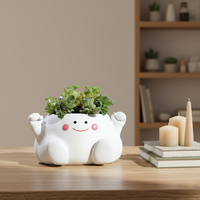 Petits pots à fleurs en résine blanche de 4 pouces, écologiques, légers, avec drainage, modernes, pour la décoration de la maison et du bureau, bon emballage