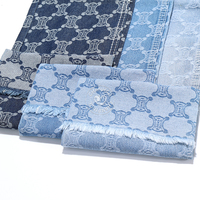 82% coton entonnoir forme CC motif bleu Jacquard Denim tissu pour jean 7.8 Oz haute qualité Denim tissu en gros