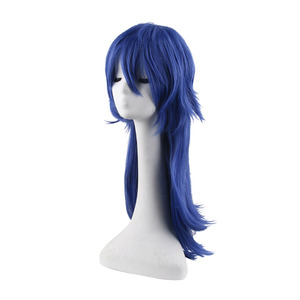 Peluca de Cosplay mejor calificada, peluca de fibra sintética resistente al calor estilo Anime azul largo - Product Image 2