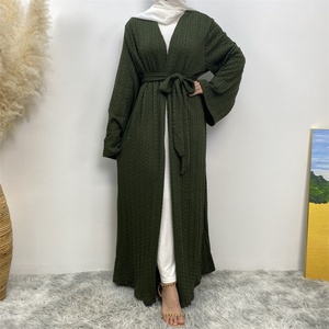 1955-1# New Fashion Pattern Women Winter Coat Thick Sweater Wide Sleeves Long Cardigan <b>Abayas</b> With Side Pockets 8 Colors - Product Image 4