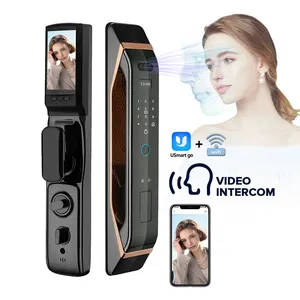 カメラ付きハイエンド全自動ビデオ音声スマートビデオインターホン指紋ドアロック3D顔認識セキュリティロック