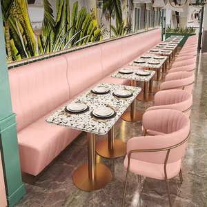 Restaurante Proyecto Muebles Cafetería <span class=keywords><strong>Bar</strong></span> Hamburguesa Tienda Rosa Terciopelo Restaurante Cabina Asientos - Product Image 1