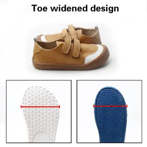 BEIBEIHAPPY Patent Trendy Kids Baby Ergonomic Shoes 0 Drop Light Foot-Shaped Flexible Leather Kids Walking Sneaker Shoes