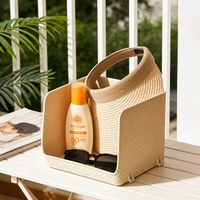 MONR Bac de rangement empilable en plastique texturé à façade ouverte pour bureau, maison et salle de bain