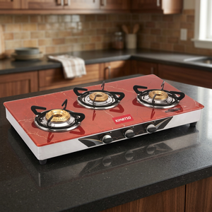 Nouvelle arrivée KIMATSU LPG Plaque de cuisson au gaz nano 3 brûleurs portable 30 cm Surface en verre Allumage électronique numérique Protection anti-extinction de flamme - Product Image 2