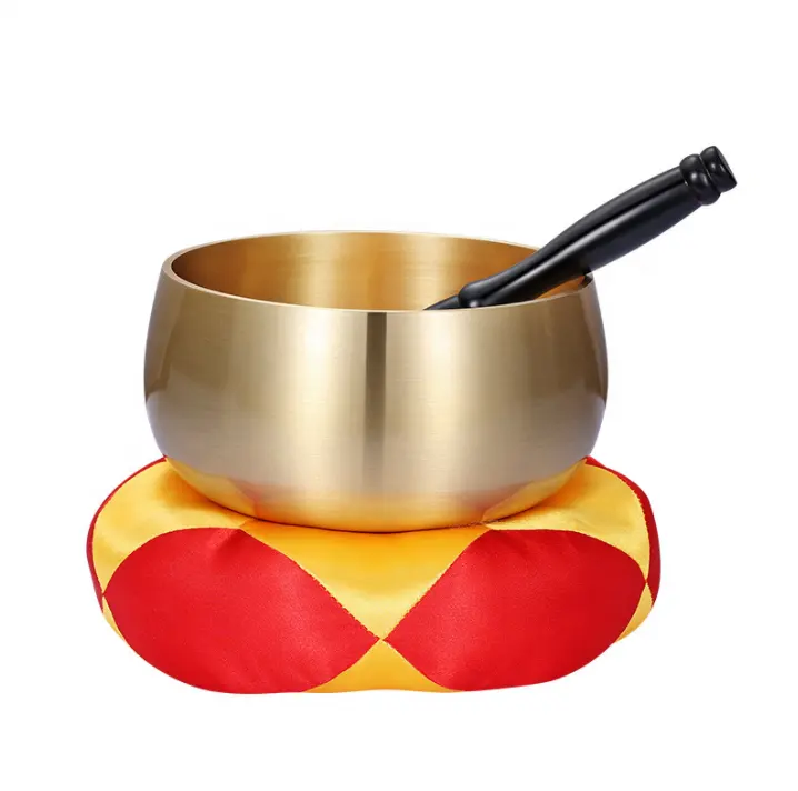 Thickened Japanese-style copper Chime Prayer Meditation Shiny Brass Buddhism Tibetan Singing Bowl with Mallet Cushion Healing