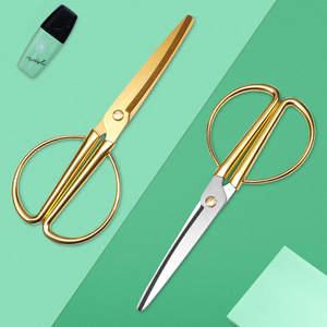 Stainless Steel Gold Plated Office Scissors Straight Head Home Use Paper Cutting DIY Craft Tools - Product Image 2