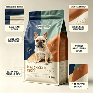 Bolsa <span class=keywords><strong>de</strong></span> Sellado <span class=keywords><strong>de</strong></span> Ocho Lados, Resistente, <span class=keywords><strong>de</strong></span> Alta Barrera y a Prueba <span class=keywords><strong>de</strong></span> Humedad, Impresa Personalizada, para Alimento para Perros, Golosinas para Mascotas, Empaque <span class=keywords><strong>de</strong></span> Alimento para Animales - Product Image 3