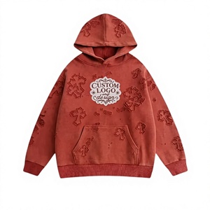 Hoodie Oversize en Coton Molletonné Coupe Boxy Épaules Tombantes Options de Logo Personnalisé Disponibles MOQ 10 Unisexe Rouge Tricoté avec Poche Avant - Product Image 1