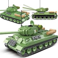 QUANGUAN 100063 dünya savaşı iki Tank T34 orta Tank yapı taşları çocuklar için askeri tank yapı setleri