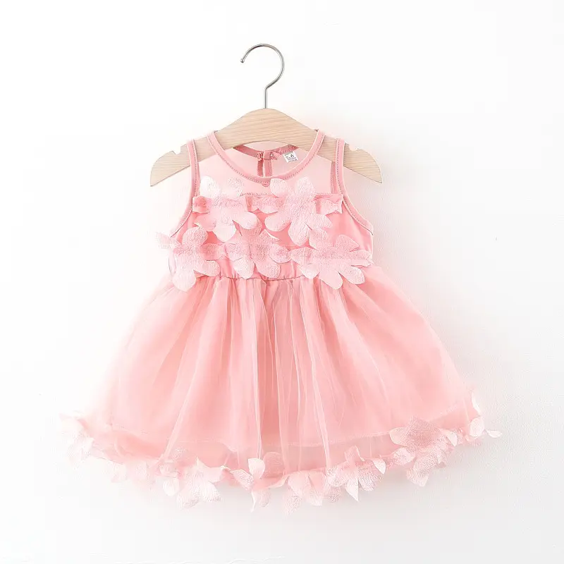 Factory Sale Newborn Summer Outfits Toddler Dresses Baby Girl Clothes Cute Flower Sleeveless Lace Gauze Girl Princess Dresses