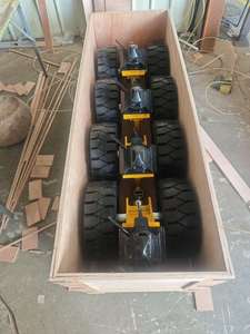 16 "Heavy Duty Swivel Steel <span class=keywords><strong>Caster</strong></span> Wheel Kit Bremse 6 Tonnen Kapazität Dual Solid Rubber Offroad ISO Versand behälter Umzug - Product Image 4