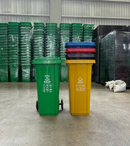 Poubelle en <span class=keywords><strong>plastique</strong></span> de <span class=keywords><strong>120</strong></span> L avec roues et couvercle, bac à déchets extérieur, poubelle à roulettes pour la collecte des déchets commerciaux - Product Image 6