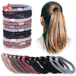 BELLEWORLD Korean new design braided elastic hair band bracelet classical solid color good elasticity coil hair ties for women