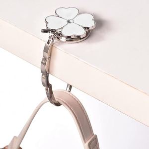 Four <b>Leaf</b> Clover Foldable Handbag Hanger Starry Shiny Pattern Purse Hook Holder Velvet Pouch Hanger for Wedding Birthday - Product Image 6