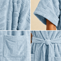 Peignoir court en coton jacquard personnalisé avec logo, avec capuche et poche, idéal pour hôtels et spas en été