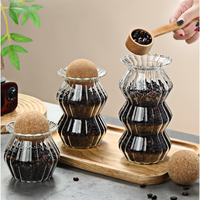 Récipient de stockage pour grains de café, pot à épices en verre transparent, pot alimentaire en verre avec couvercle en liège, pot de rangement en verre de haute qualité pour la cuisine