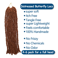 Estensioni Dreadlock Sintetiche Afro Kinky Soft Locs da 60g, 24 Pollici, Effetto Distressed Butterfly Locs, Capelli per Treccine per Donne