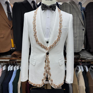 Traje de Esmoquin de 3 Piezas de Alta Calidad para Hombre Importado de Italia, de Botonadura Sencilla, Formal para Cena y Boda con Cierre de Cremallera, Tallas Grandes - Product Image 4