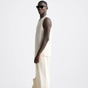 Conception personnalisée logo coton surdimensionné grande taille en gros sport été recadrée maille tricoté haut hommes <span class=keywords><strong>Crochet</strong></span> débardeur <span class=keywords><strong>gilet</strong></span> - Product Image 3