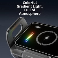 Chargeur de voiture sans fil rapide 15W |   Lumière RGB 360 °   Rotation |   Support de fixation pour tablette et téléphone pliable pour grille d'aération |   Support de fixation à dégagement rapide Q300