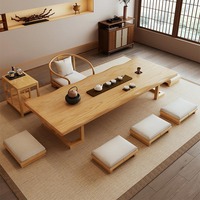 Table basse longue en bois massif de style chinois, table basse de balcon, table basse simple, table à thé et chaises de style tatami Kung Fu