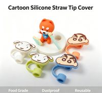 Bouchon de paille en silicone imprimé motif dessin animé créatif